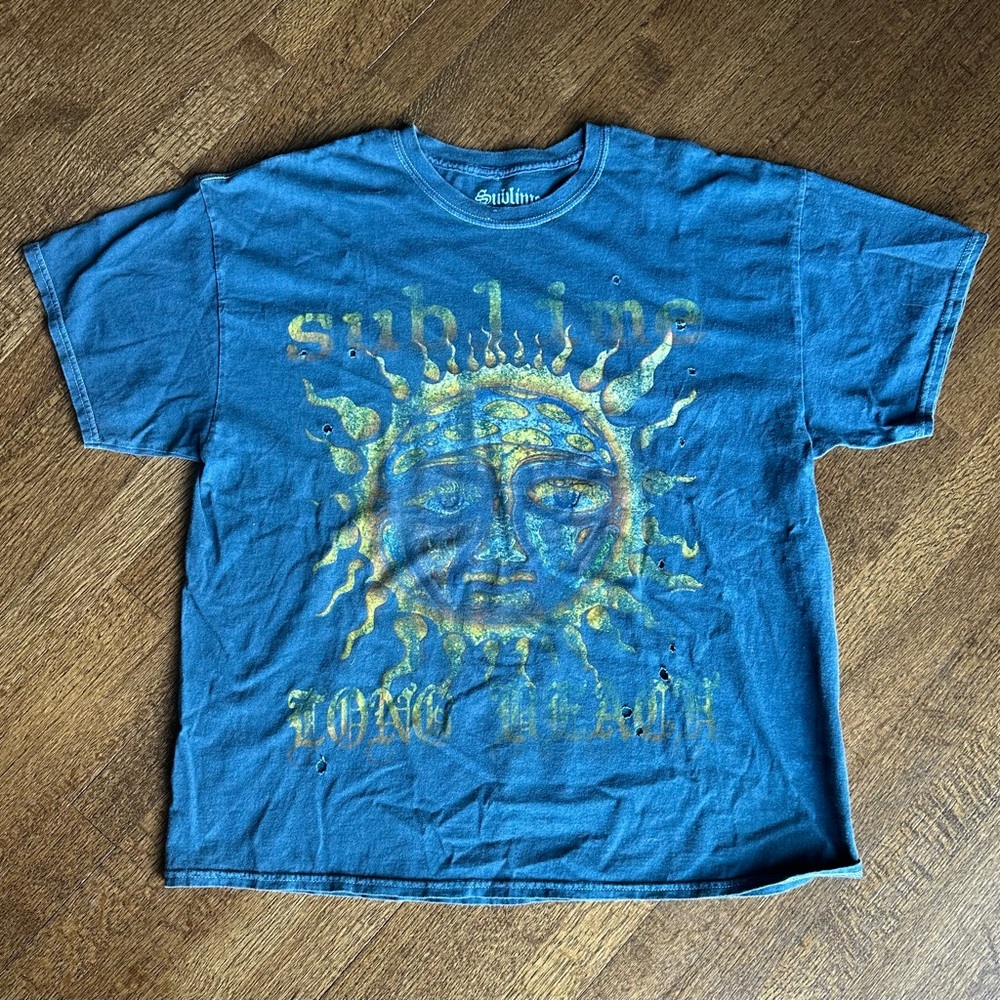 Urban Outfitters Blue Sublime Distressed Sun Graphic T-Shirt